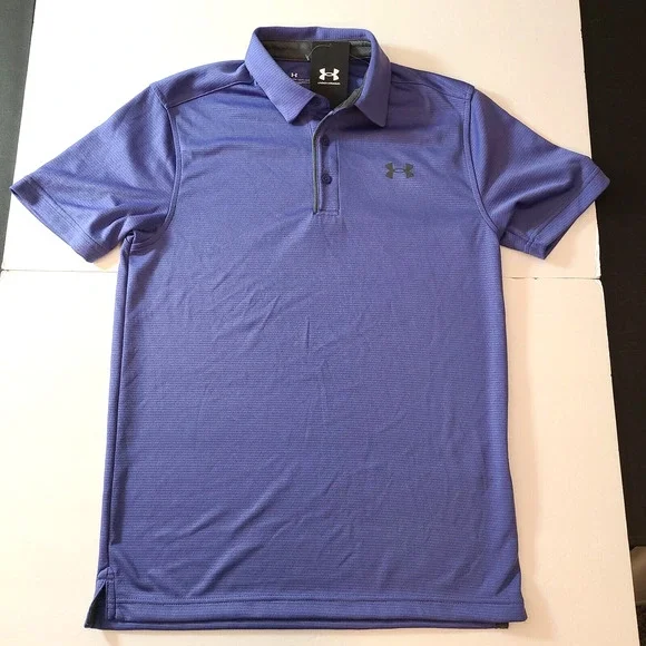 Under Armour Mens Tech Polo Shirt Starlight Grey Purple Activewear - Picture 4 of 4